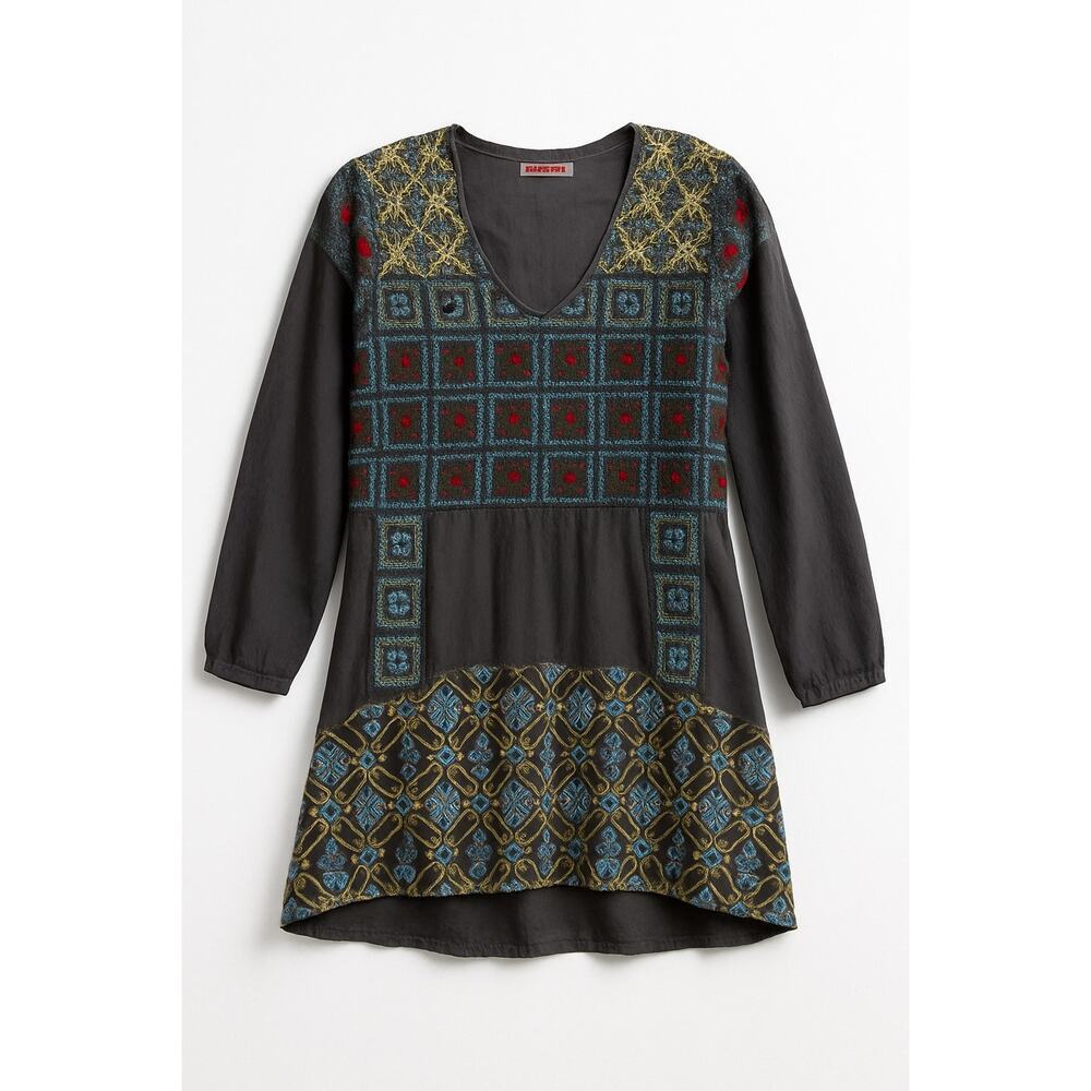Johnny Was Embroidered Long Sleeve Tunic Top  Size s/XS boho festival fairy goth - Picture 2 of 11